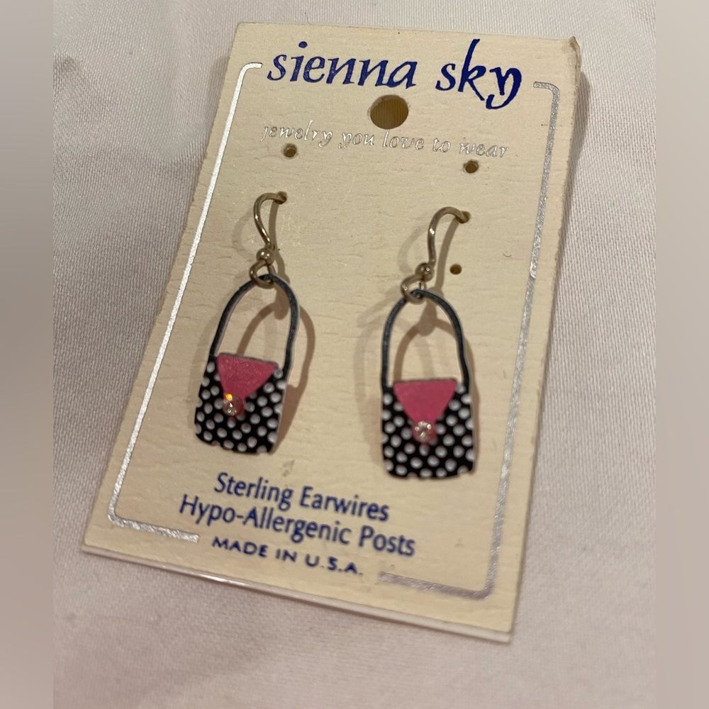 NWOT Earrings with Purse detail and sterling earwires